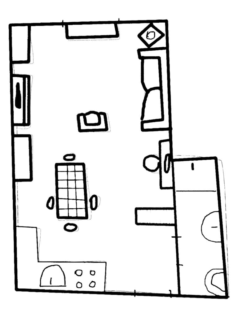 Sketch d'idee da ProduceBlog per arredare un monolocale